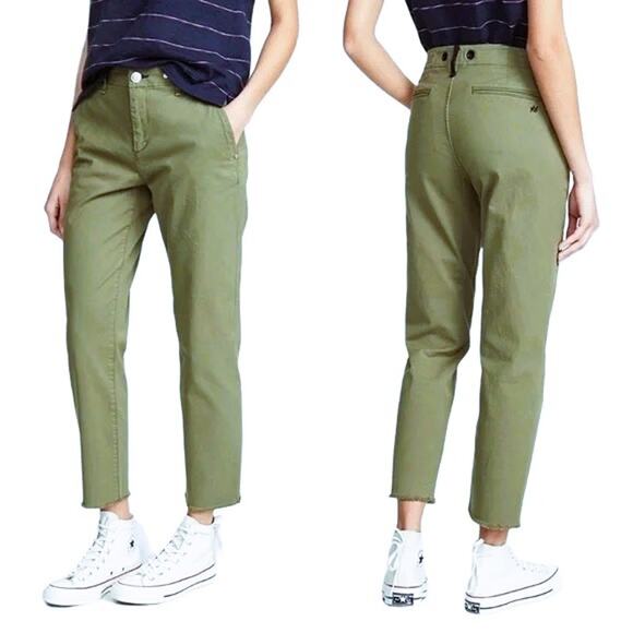 RAG & BONE Buckley Crop Chinos Olive Green Raw Hem ~ Women's Size 26 - Picture 1 of 8